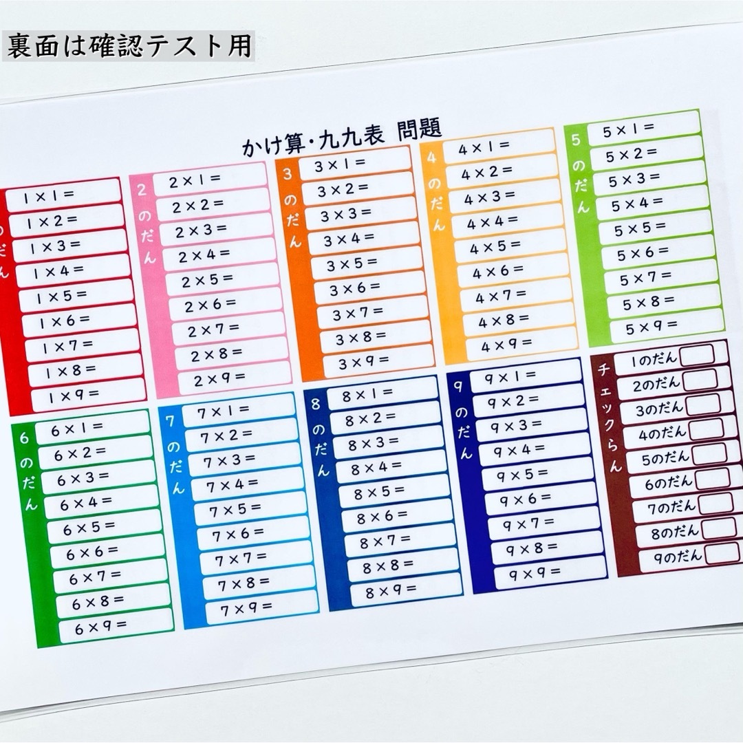 かけ算表　かけ算ポスター　九九表　小学校2年生　入学準備　就学準備　幼児教育　 キッズ/ベビー/マタニティのおもちゃ(知育玩具)の商品写真