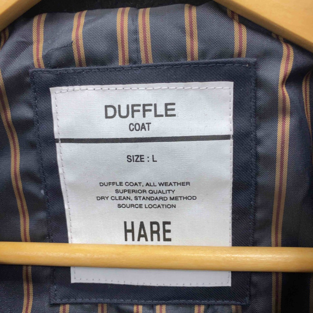 HARE(ハレ)のHARE ハレ メンズ ダッフルコート ブラック フードジャケット センターベント メンズのジャケット/アウター(ダッフルコート)の商品写真