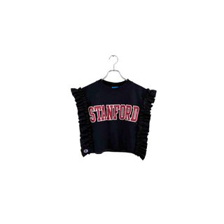 remake sweat frill vest リメイク スウェットフリルベスト ブラック サイズXS 刺繍 Champion レディース ヴィンテージ 6(トレーナー/スウェット)