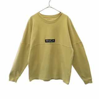 RVCA - ルーカ ロゴワッペン 長袖 Tシャツ XS ベージュ RVCA ロゴ刺繍 メンズ 古着 【240319】