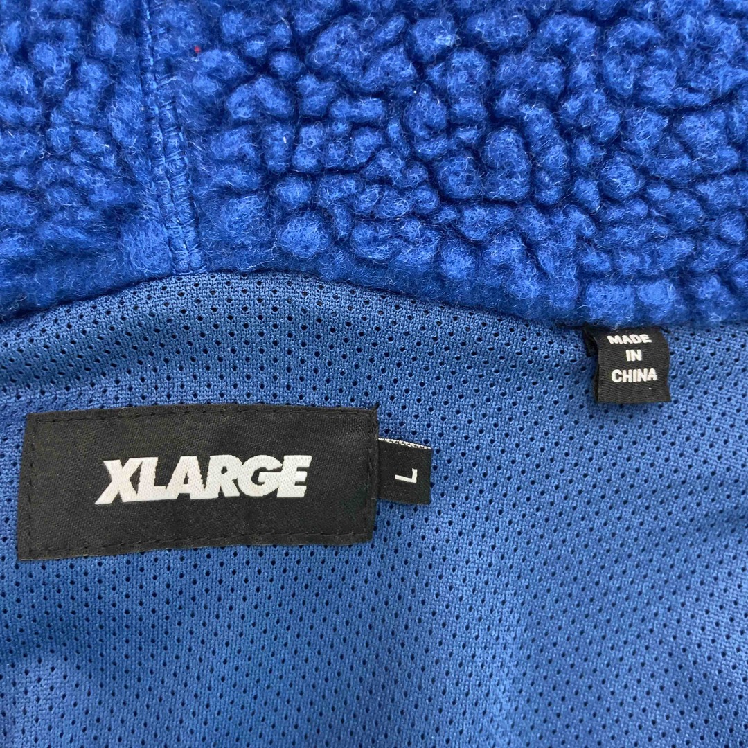 XLARGE(エクストララージ)のX-LARGE エクストララージ メンズ ボアパーカー　ハーフジップ　青　ロゴワッペン メンズのジャケット/アウター(ブルゾン)の商品写真