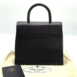 プラダ(PRADA)の良品 PRADA プラダ ロゴ オールレザー ハンド バッグ パープル a2582(ハンドバッグ)