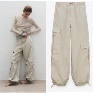 ZARA - ZARA未使用♡カーゴパンツストレッチウエストバンド Sの通販