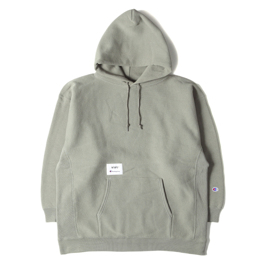 W)taps(ダブルタップス)の美品 WTAPS ダブルタップス パーカー サイズ:L 21AW Champion チャンピオン リバースウィーブ スウェットパーカー ACADEMY オリーブドラブ トップス アカデミー フーディー スウェットシャツ【メンズ】【中古】 メンズのトップス(パーカー)の商品写真