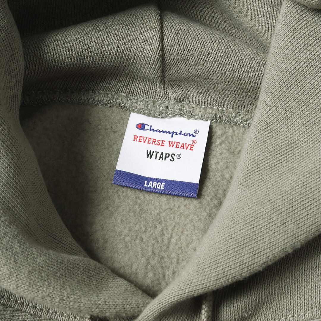 W)taps(ダブルタップス)の美品 WTAPS ダブルタップス パーカー サイズ:L 21AW Champion チャンピオン リバースウィーブ スウェットパーカー ACADEMY オリーブドラブ トップス アカデミー フーディー スウェットシャツ【メンズ】【中古】 メンズのトップス(パーカー)の商品写真