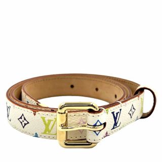 LOUIS VUITTON - 【限定価格】LOUIS VUITTON ルイヴィトン ベルト モノグラムマルチカラー サンチュールキャレ ファッションアイテム 70/28 ホワイト 小物 M9272    ブロン ゴールド金具 レディース【中古品】