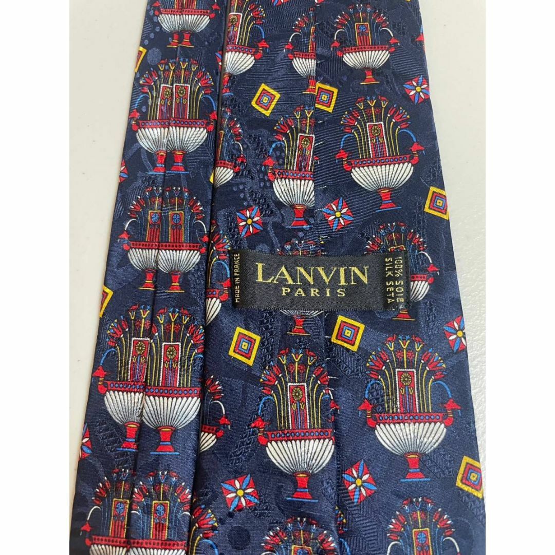 LANVIN(ランバン)のランバン【総柄　ネイビー系】 USED オールド ネクタイ 古着 メンズのファッション小物(ネクタイ)の商品写真