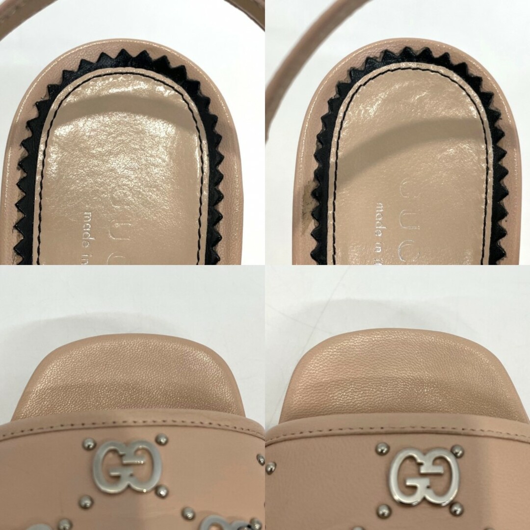 Gucci(グッチ)のGUCCI グッチ サンダル GG 靴 シューズ 719844 レザー    ピンクベージュ シルバー金具 レディース 春 夏【中古品】 レディースの靴/シューズ(ハイヒール/パンプス)の商品写真