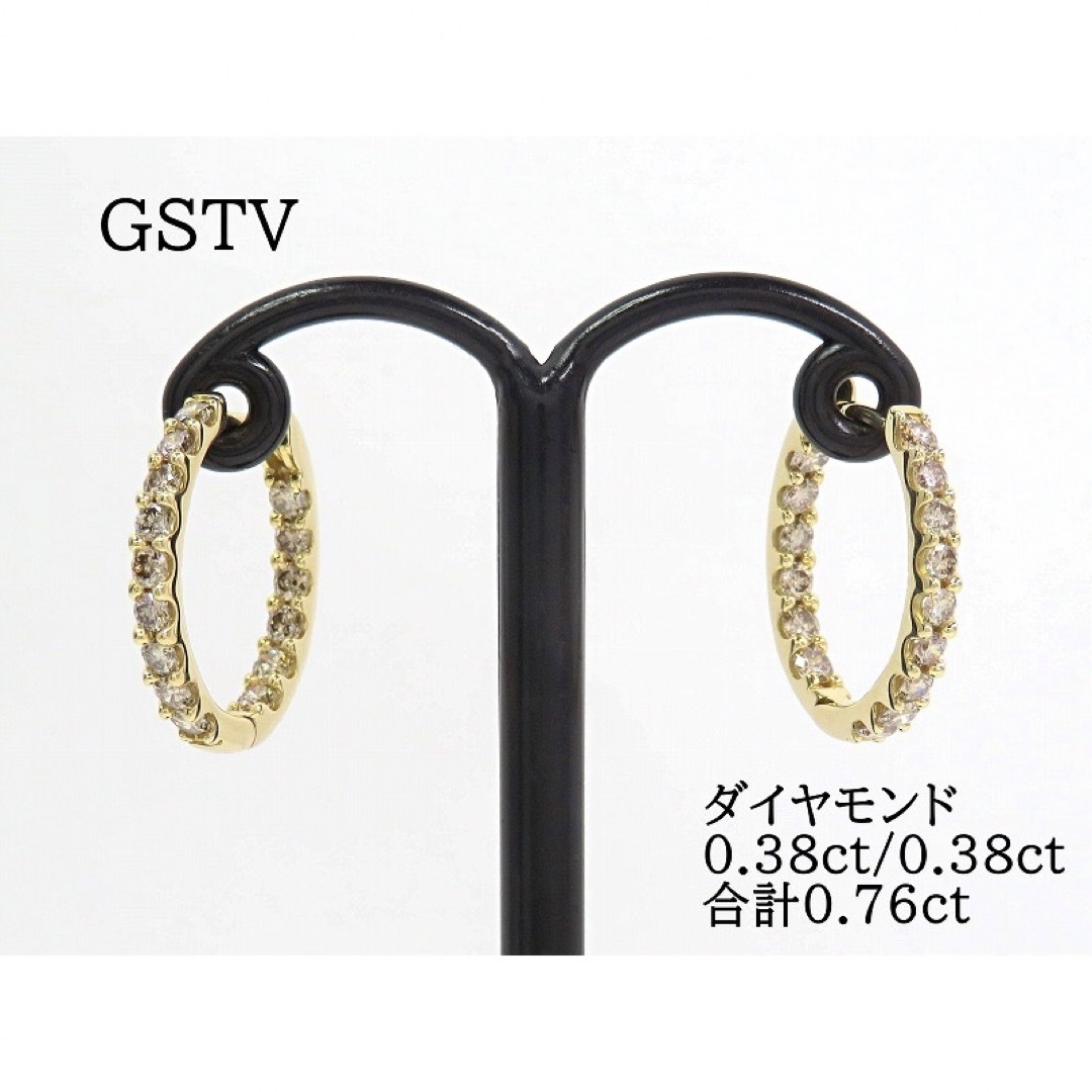 GSTV K18 ダイヤモンド 合計0.76ct  フープピアス ゴールド レディースのアクセサリー(ピアス)の商品写真