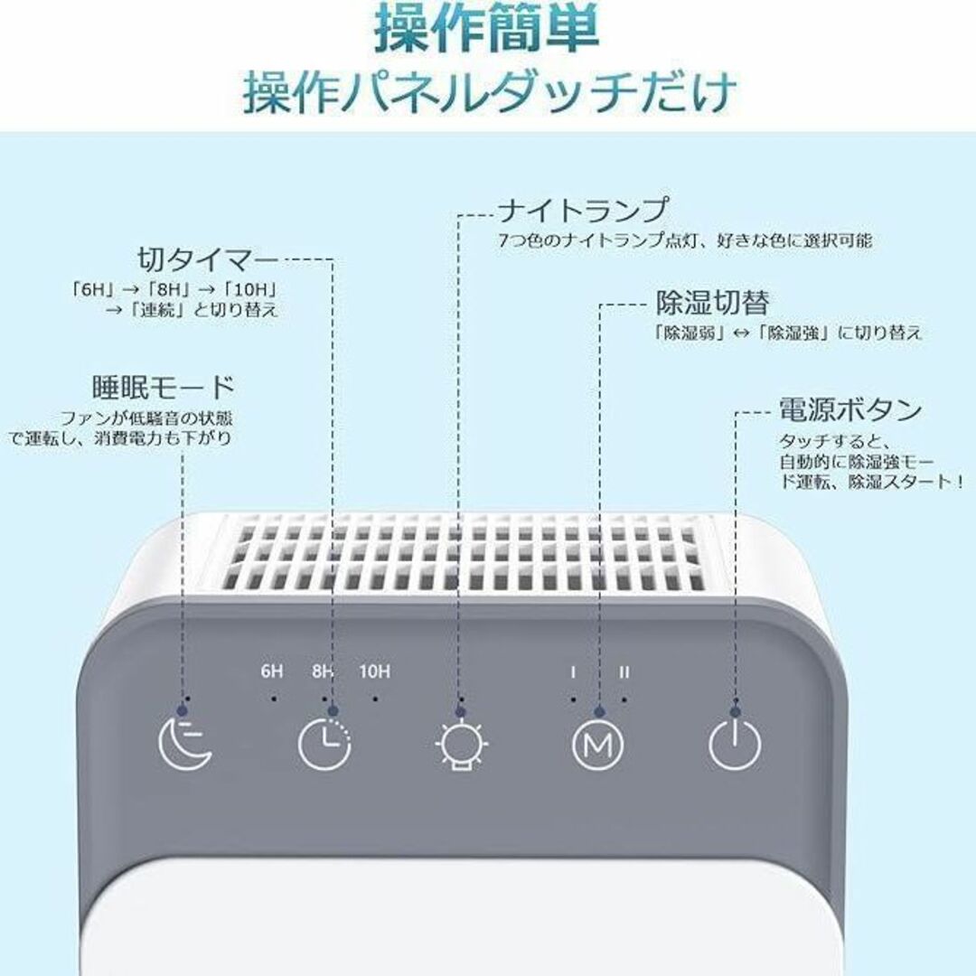 2024最新型　除湿機 小型 除湿器 1500ml 10時間切タイマー付き スマホ/家電/カメラの生活家電(加湿器/除湿機)の商品写真