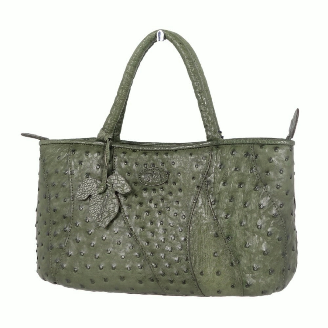 美品 イビザ バッグ ハンドバッグ オーストリッチ 本革 カバン 鞄 レディース グリーン レディースのバッグ(ハンドバッグ)の商品写真