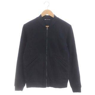 ザラ(ZARA)のザラ KNITTED JACKET ジップアップブルゾン ジャケット S 濃紺(ブルゾン)