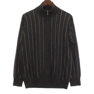 ポールスミス(Paul Smith)のポールスミス 美品 ニット ジップアップ ストライプ 黒系 ブラック XL(ニット/セーター)