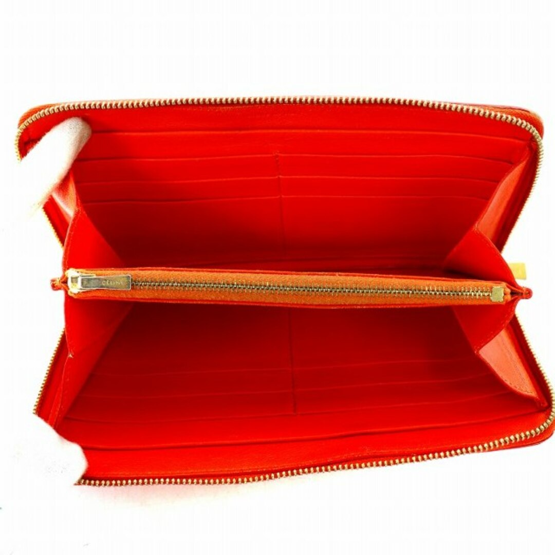 celine(セリーヌ)のセリーヌ 長財布 ラウンドジップ レザー 小銭入れあり バイカラー オレンジ 赤 レディースのファッション小物(財布)の商品写真