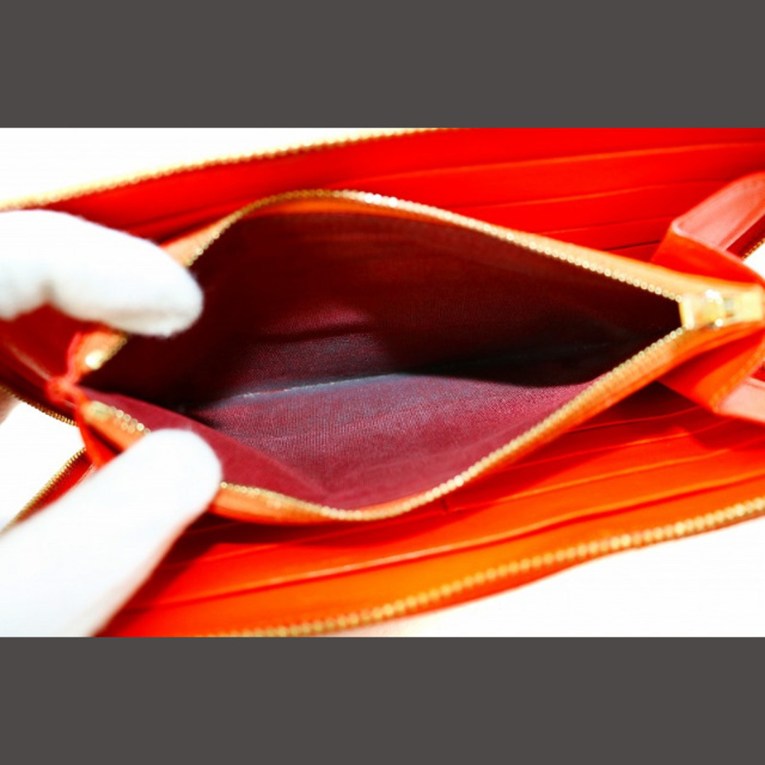 celine(セリーヌ)のセリーヌ 長財布 ラウンドジップ レザー 小銭入れあり バイカラー オレンジ 赤 レディースのファッション小物(財布)の商品写真