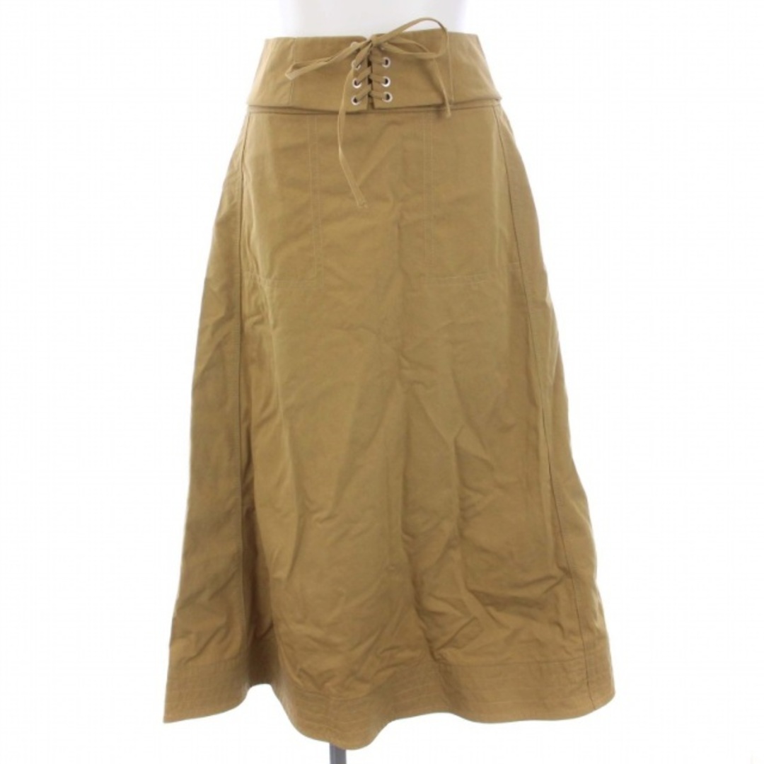 STUDIOUS(ステュディオス)のステュディオス フレアスカート ミモレ丈 ベルト付き ナイロン XS ベージュ レディースのスカート(ロングスカート)の商品写真