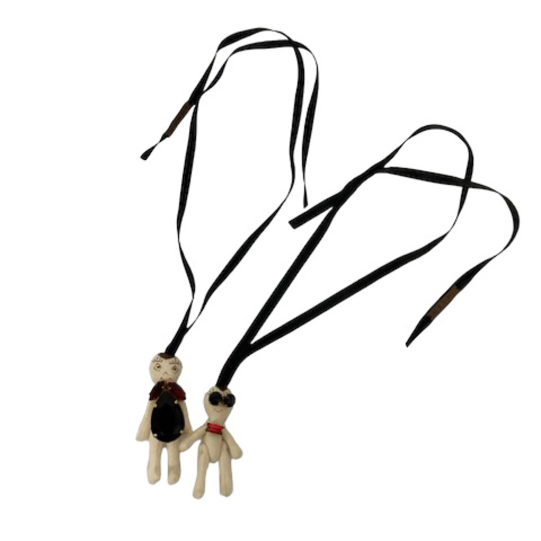 Marni(マルニ)のマルニ パペットネックレス  2点セット ビジュー リボン ブラック アイボリー レディースのアクセサリー(ネックレス)の商品写真