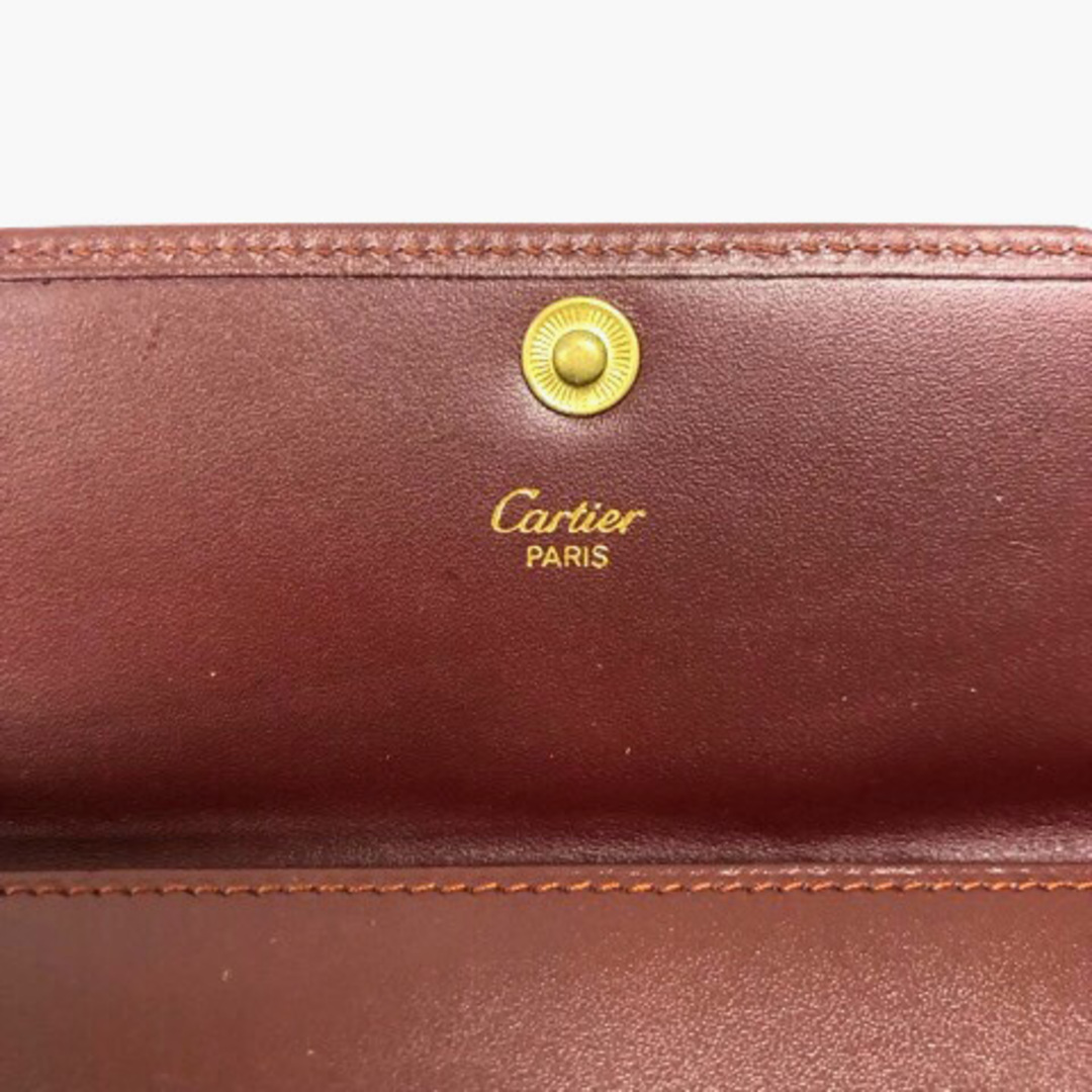 Cartier(カルティエ)のCartier ポーチ 小物入れ ロゴ刻印 ゴールド金具 ボルドー ワインレッド レディースのファッション小物(ポーチ)の商品写真