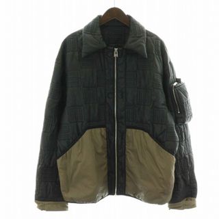 アンブッシュ(AMBUSH)のAMBUSH キルティングジャケット 中綿ジャケット 切替 L 黒 カーキ(ブルゾン)