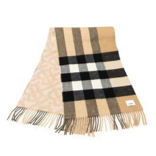 BURBERRY - 美品 バーバリー チェック TBモノグラム リバーシブル マフラー ウール レディース BURBERRY 【1-0141411】