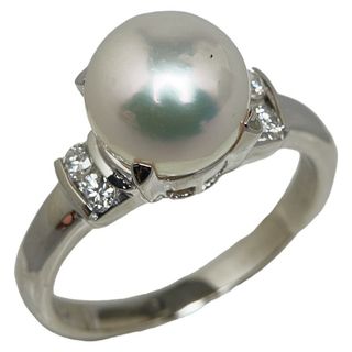 タサキ(TASAKI)の美品 Pt900 プラチナ リング 指輪 アコヤパール 8.7mm ダイヤ 0.16ct 【1-0142321】(リング(指輪))