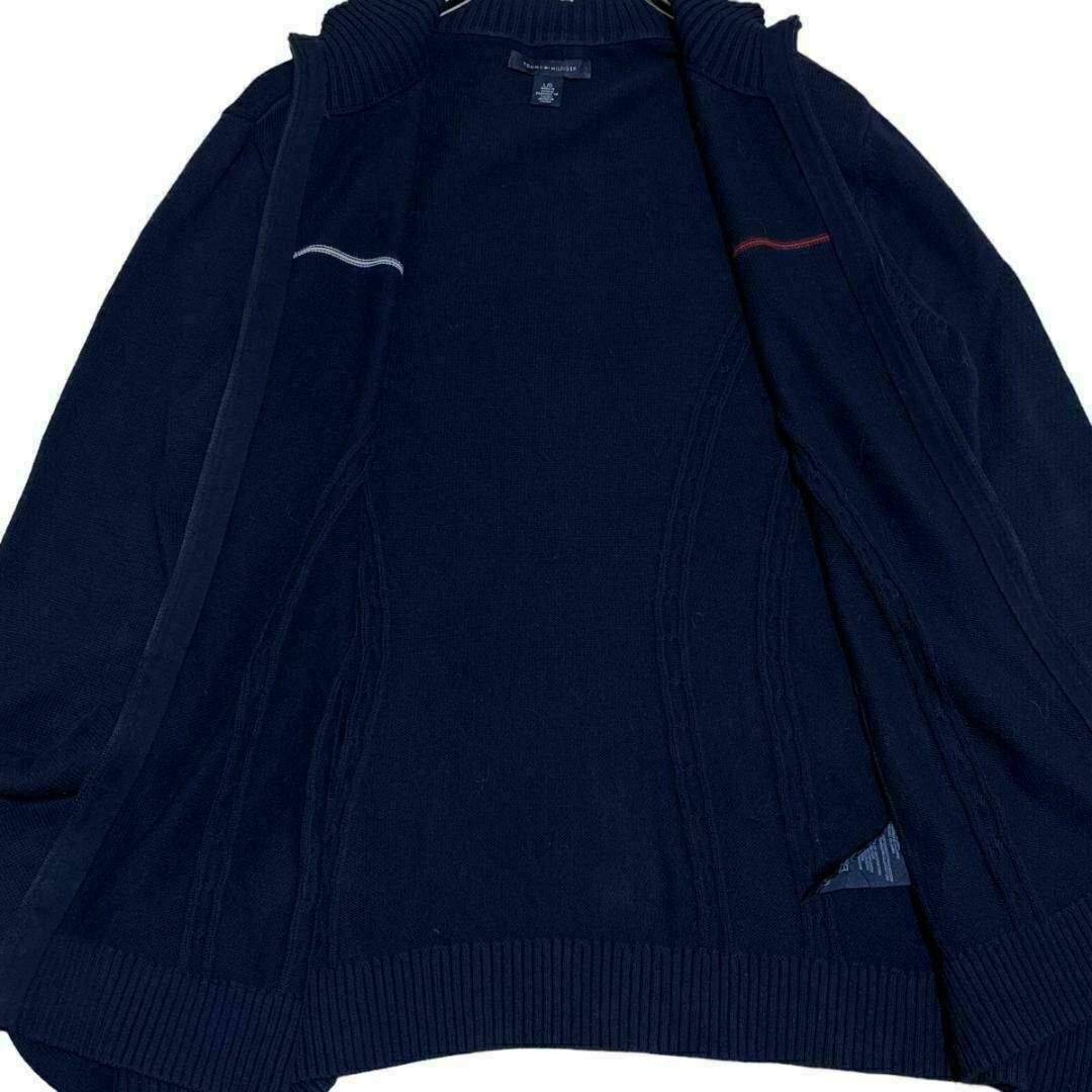 TOMMY HILFIGER(トミーヒルフィガー)のa42 US古着トミーヒルフィガー フルジップ コットンニット ケーブル編み メンズのトップス(ニット/セーター)の商品写真