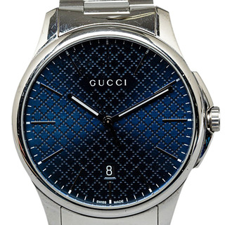 Gucci - グッチ Gタイムレス 腕時計 126.3 クオーツ ネイビー文字盤 ステンレススチール メンズ GUCCI 【200-42532】