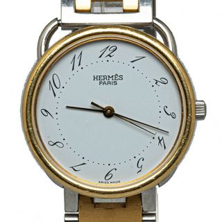 Hermes - エルメス アルソー 腕時計 AR3.520 クオーツ ホワイト文字盤 ステンレススチール メンズ HERMES 【214-42831】