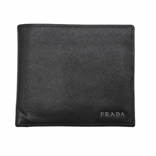 プラダ(PRADA)のプラダ 財布 PRADA サフィアーノ レザー 二つ折り財布 小銭入れ付き バイカラー ブラックxグレー メンズ 2MO738 OJ10143(折り財布)