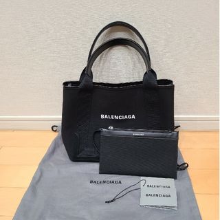 バレンシアガ(Balenciaga)の【美品】BALENCIAGAネイビーカバ Sコットンキャンバス(トートバッグ)