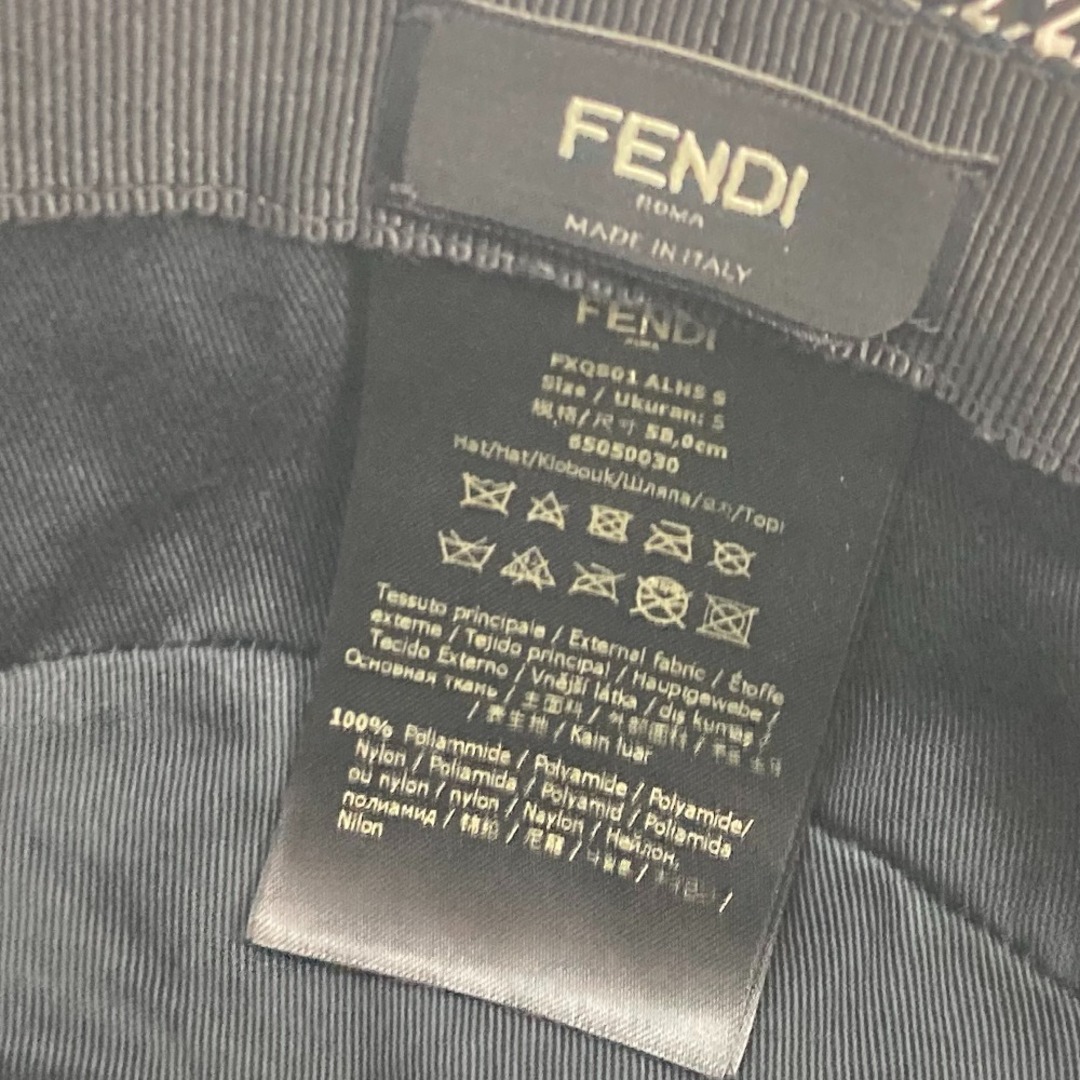 FENDI(フェンディ)のフェンディ FENDI 千鳥格子 FXQ801 ハット帽 帽子 バケットハット ボブハット ハット ナイロン ブラック 美品 メンズの帽子(ハット)の商品写真