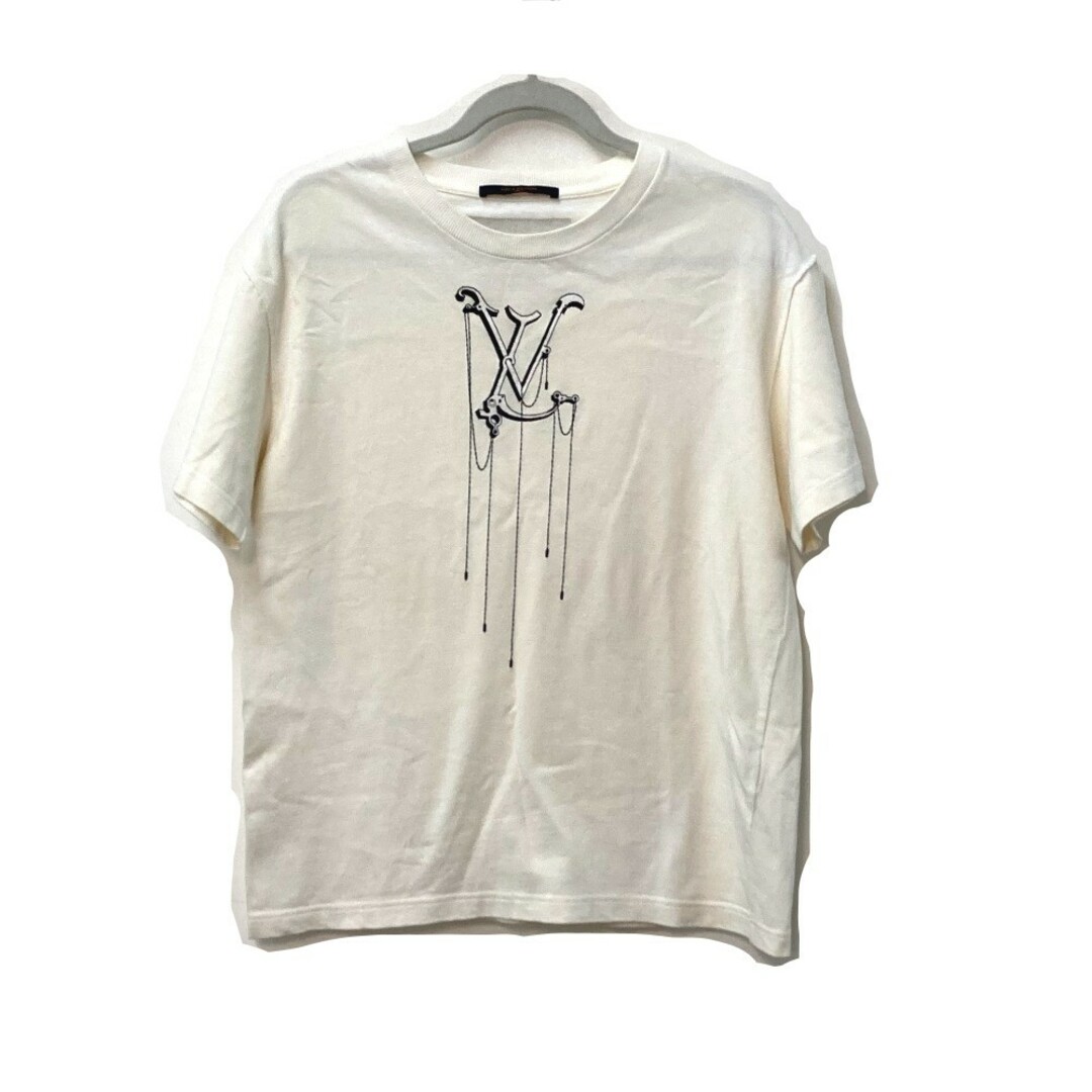 LOUIS VUITTON(ルイヴィトン)のルイヴィトン LOUIS VUITTON LVロゴ アパレル トップス バイカラー ニット 半袖Ｔシャツ コットン ホワイト メンズのトップス(Tシャツ/カットソー(半袖/袖なし))の商品写真