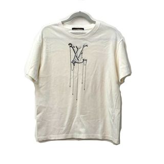 ルイヴィトン(LOUIS VUITTON)のルイヴィトン LOUIS VUITTON LVロゴ アパレル トップス バイカラー ニット 半袖Ｔシャツ コットン ホワイト(Tシャツ/カットソー(半袖/袖なし))