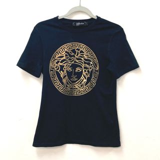 ヴェルサーチ VERSACE メデューサ トップス アパレル バイカラー 半袖Ｔシャツ コットン ブラック