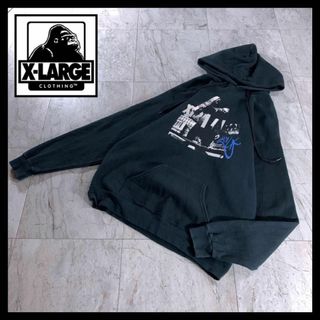 エクストララージ(XLARGE)の90s 古着 xlarge エクストララージ 肉厚 パーカー フーディ 黒 M(パーカー)