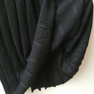 ミズイロインド ニットカットソーロングワンピース ウール混 サイズフリー 黒 ミズイロインド ニットカットソーロングワンピース ウール混 サイズフリー 黒