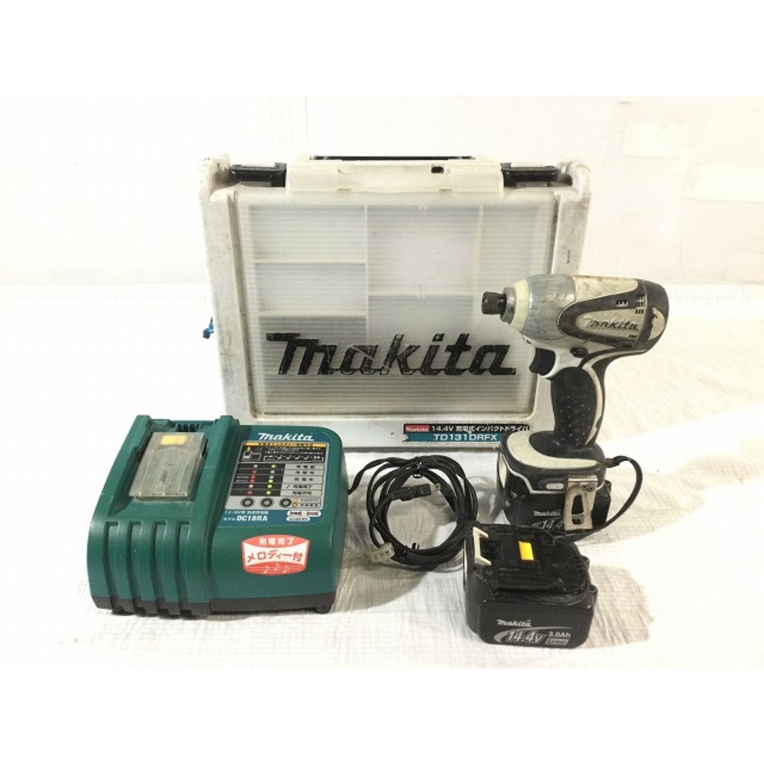 Makita(マキタ)の☆中古動作品☆makita マキタ 14.4V 充電式 インパクトドライバ TD131DRFX 白 バッテリー２個 充電器 ケース付き 87462 自動車/バイクのバイク(工具)の商品写真