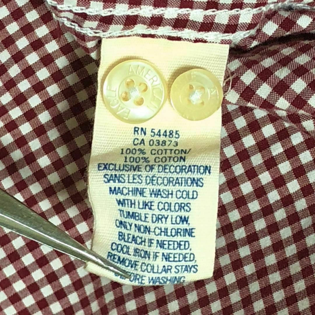 American Eagle(アメリカンイーグル)のアメリカンイーグル ギンガムチェック 長袖シャツ ロゴ刺繍 US古着n50 メンズのトップス(シャツ)の商品写真