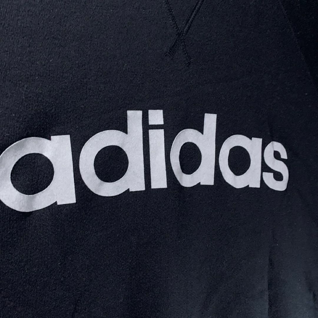 adidas(アディダス)の00s adidas 古着 ラグラン スウェット フロッキーロゴ  黒 L メンズのトップス(スウェット)の商品写真