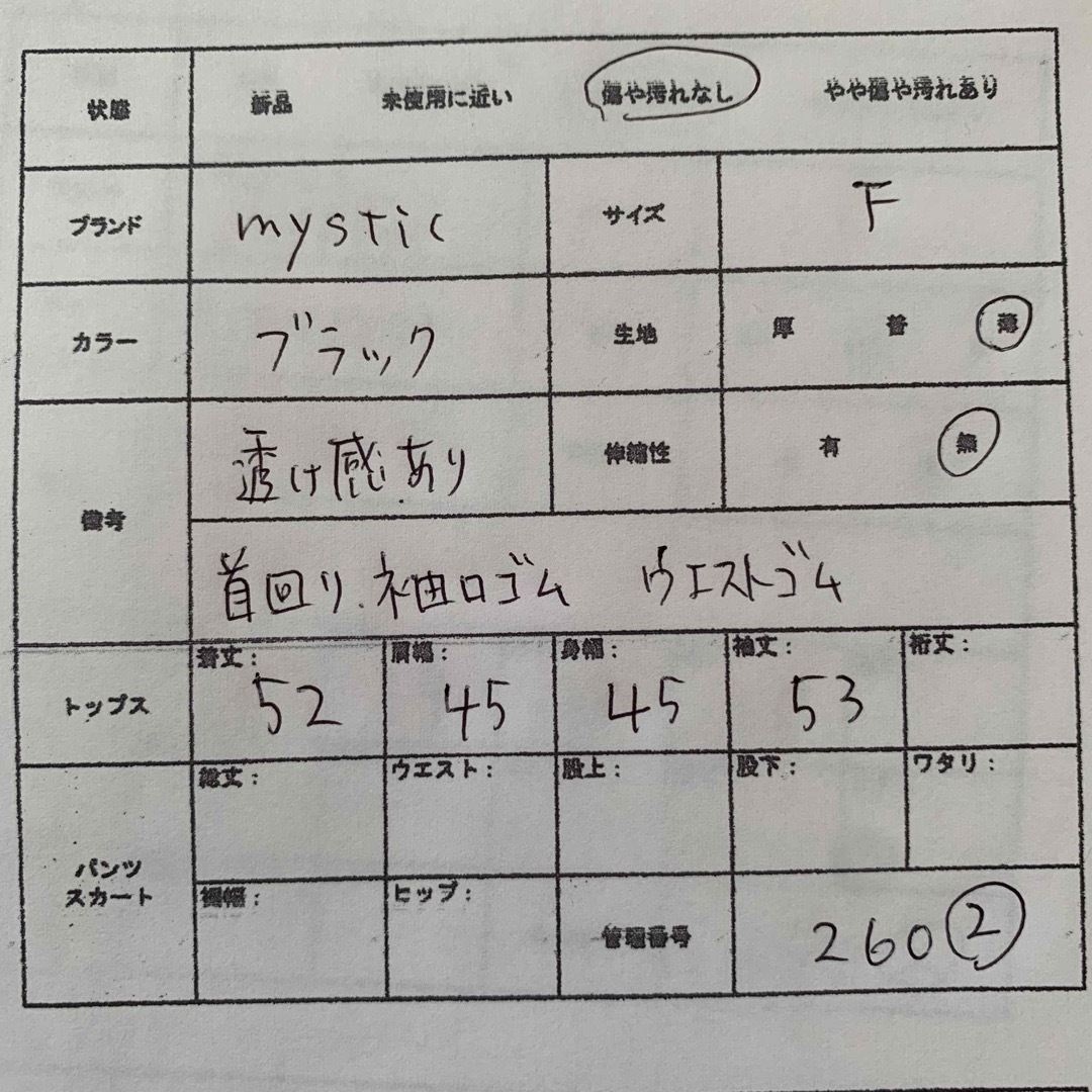 mystic(ミスティック)のミスティック レディース カットソー ブラウス 黒 ブラック ペプラム 透け感 レディースのトップス(カットソー(長袖/七分))の商品写真