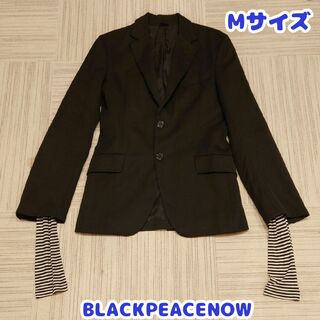 ブラックピースナウ(BLACK PEACE NOW)のBPN ボーダー袖付き　ジャケット　シンプル　Mサイズ　ブラックピースナウ(テーラードジャケット)