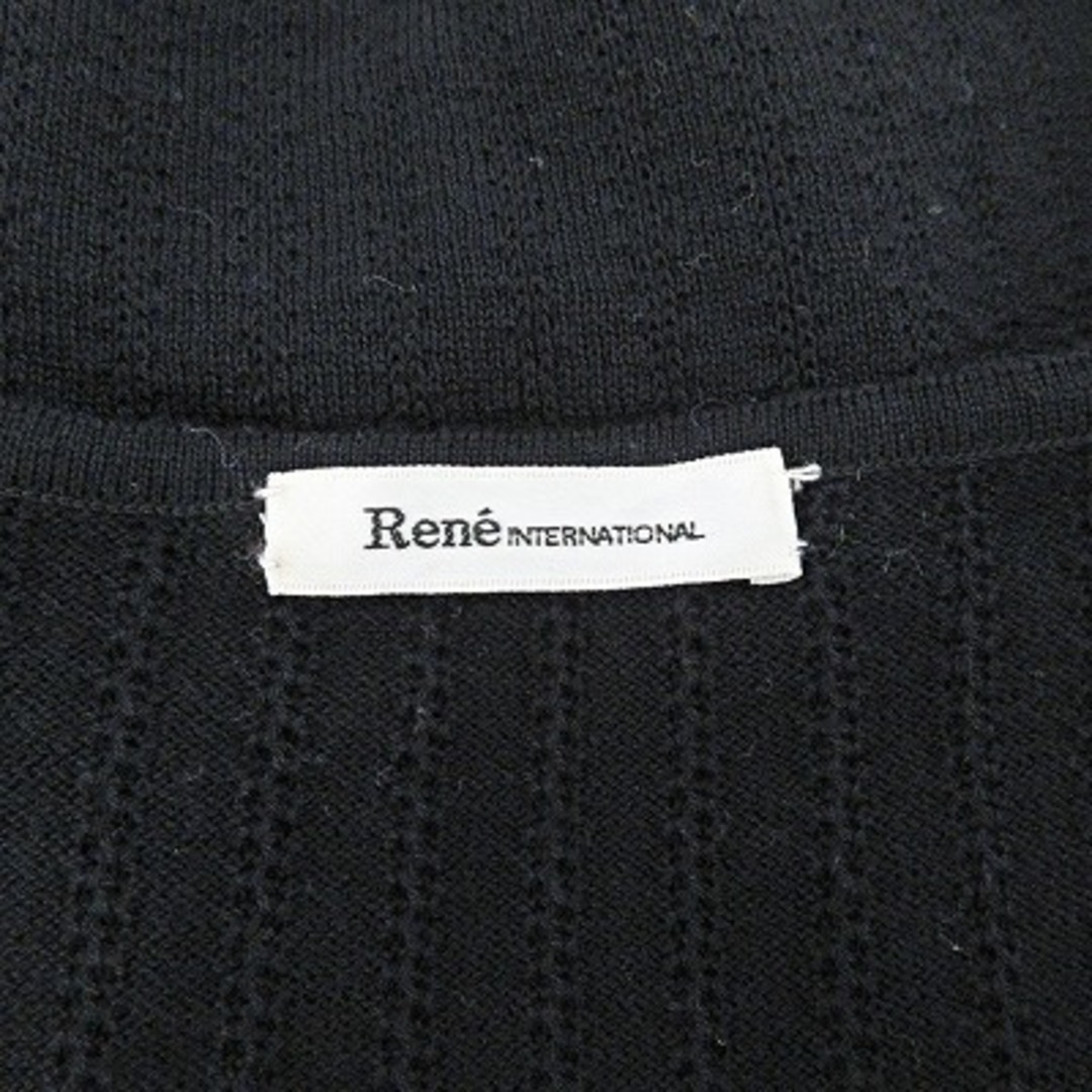 René(ルネ)のルネ フリル ニット カットソー 半袖 フレンチスリーブ 薔薇モチーフ 黒 36 レディースのトップス(カットソー(半袖/袖なし))の商品写真