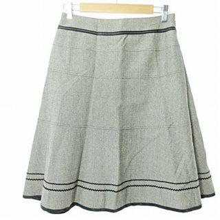 クレージュ(Courreges)のクレージュ フレア ティアード スカート 膝丈 ウール シルク混 グレー 40(ひざ丈スカート)