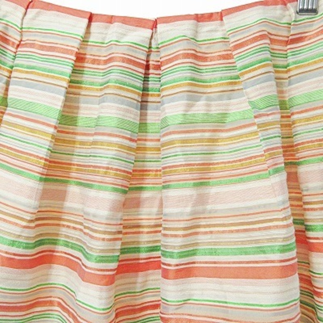 Sybilla(シビラ)のシビラ 美品 タック フレア スカート 膝丈 マルチボーダー マルチカラー M レディースのスカート(ひざ丈スカート)の商品写真