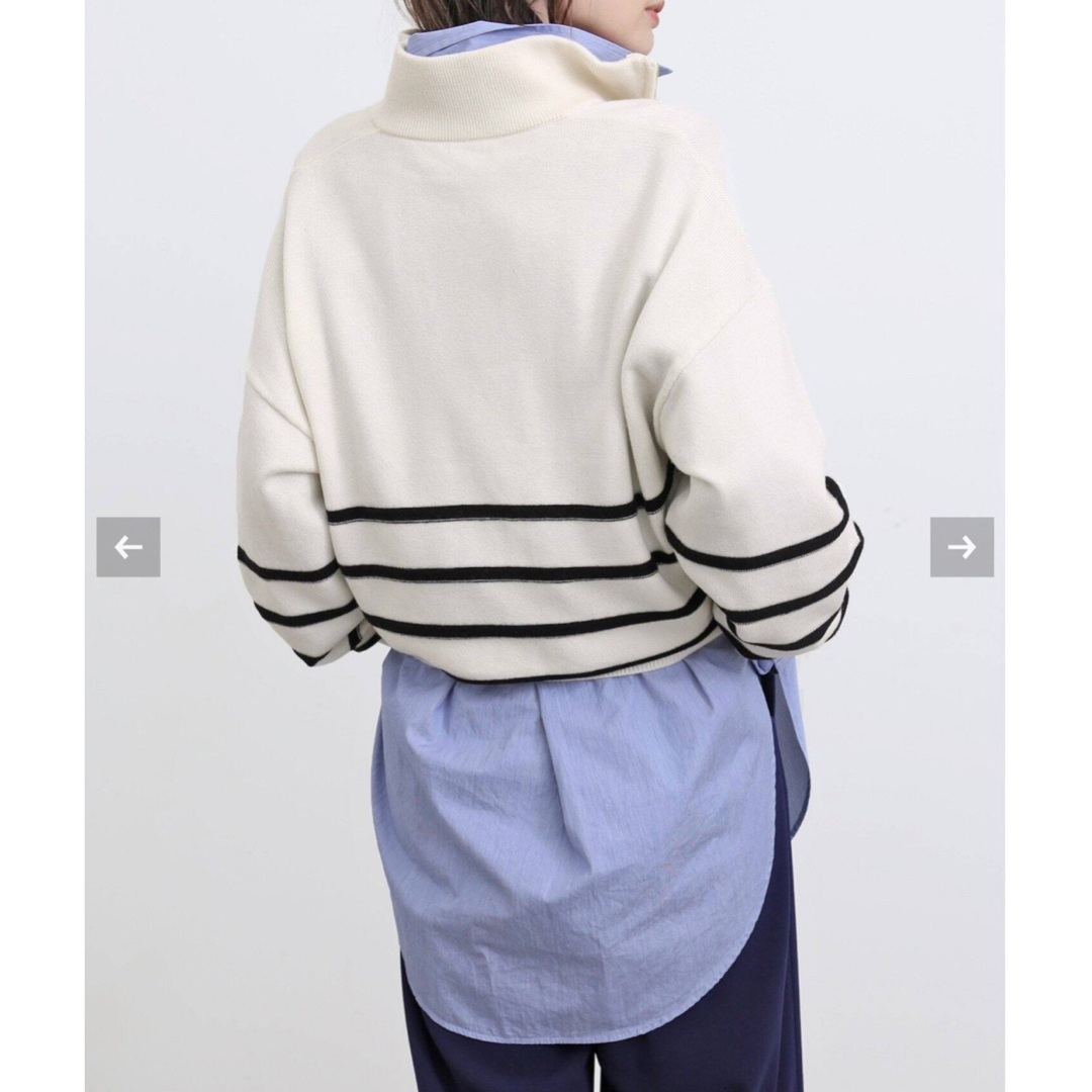 L'Appartement DEUXIEME CLASSE(アパルトモンドゥーズィエムクラス)の【GOOD GRIEF】Border Zip Knit TOP レディースのトップス(ニット/セーター)の商品写真