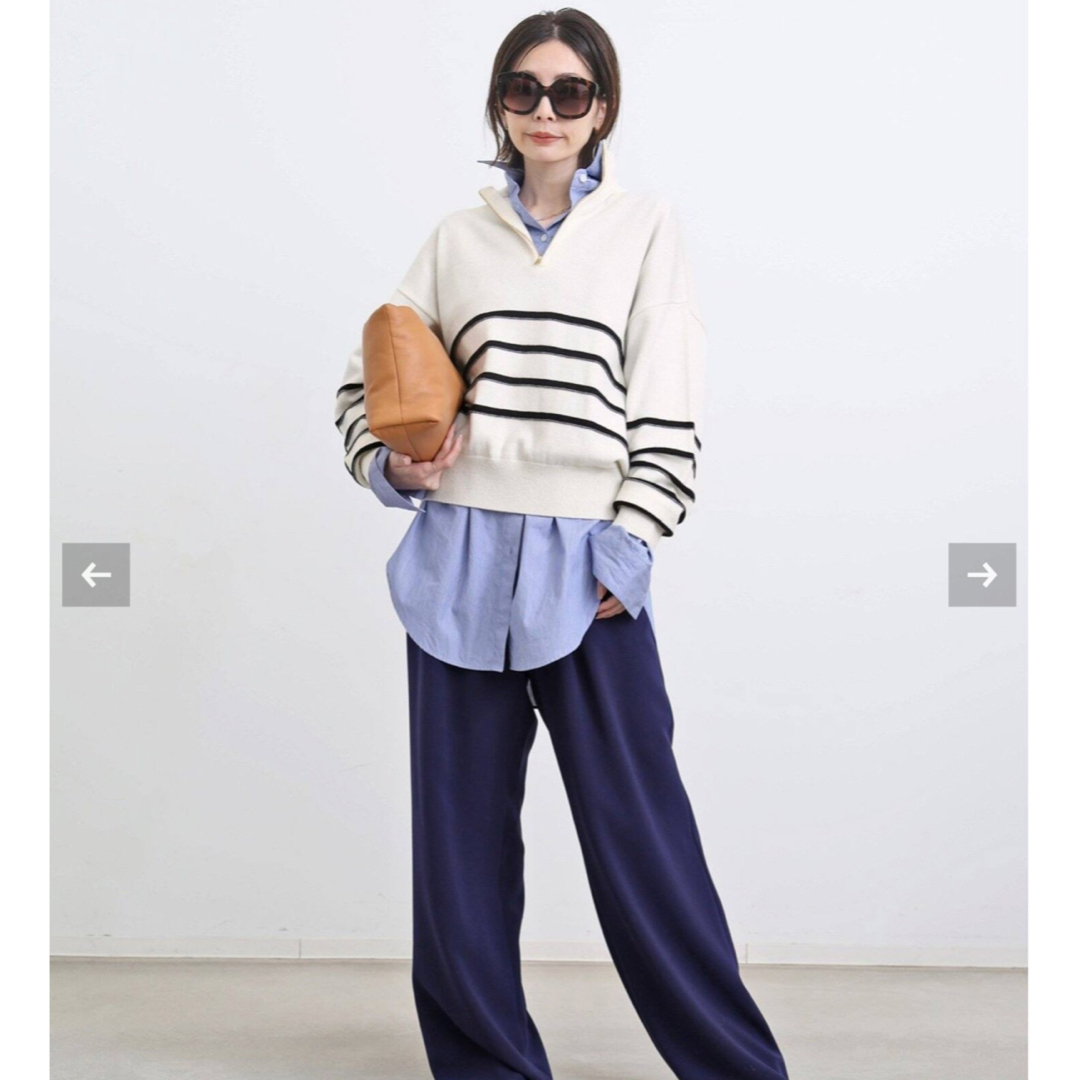 L'Appartement DEUXIEME CLASSE(アパルトモンドゥーズィエムクラス)の【GOOD GRIEF】Border Zip Knit TOP レディースのトップス(ニット/セーター)の商品写真