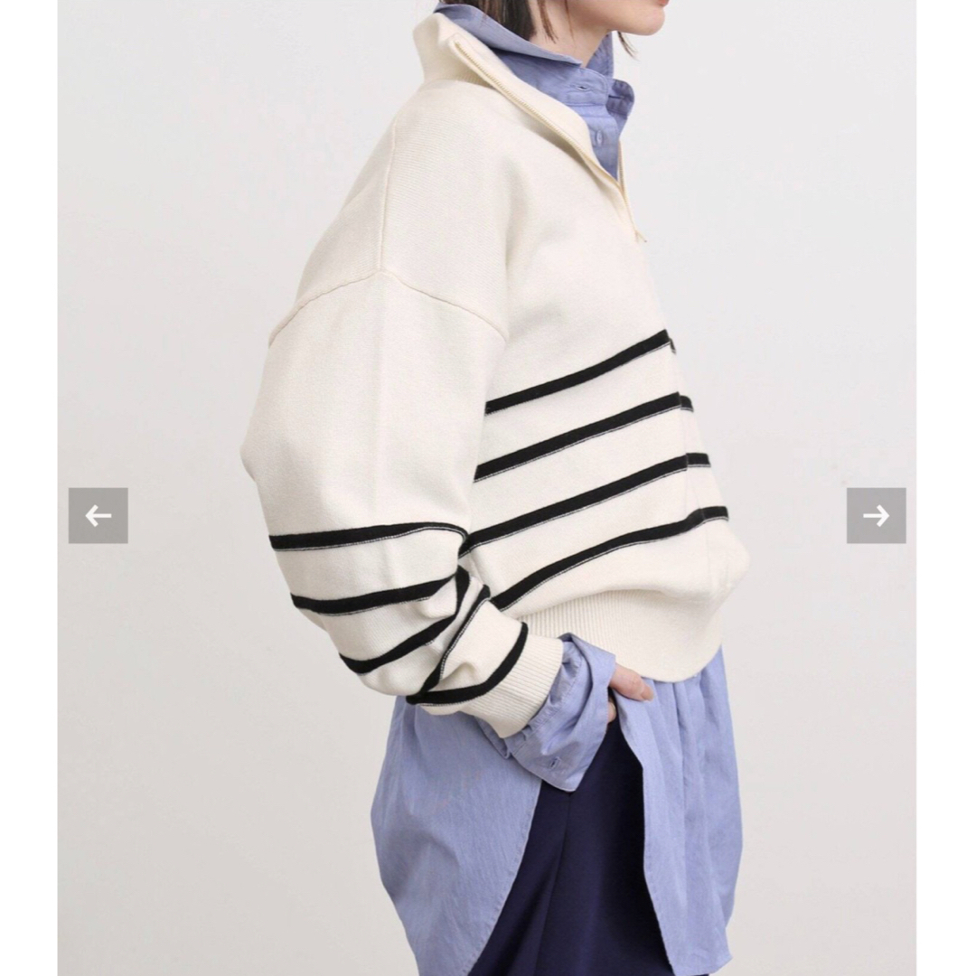 L'Appartement DEUXIEME CLASSE(アパルトモンドゥーズィエムクラス)の【GOOD GRIEF】Border Zip Knit TOP レディースのトップス(ニット/セーター)の商品写真