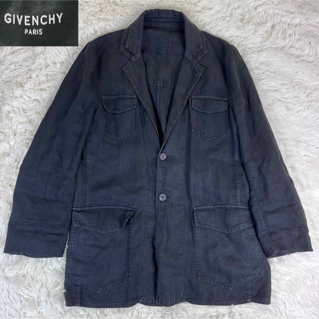 GIVENCHY(ジバンシィ)の希少　GIVENCHY PARIS デニムジャケット　リネン　ブラック48 メンズのジャケット/アウター(Gジャン/デニムジャケット)の商品写真