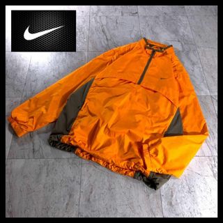 ナイキ(NIKE)の00s 古着 NIKE ナイロン プルオーバー ハーフジップ オレンジ y2k(ナイロンジャケット)