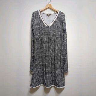 マックスマーラ(Max Mara)の★イタリア製 S Max Mara 総柄 Vネック プルオーバー ワンピース(ひざ丈ワンピース)